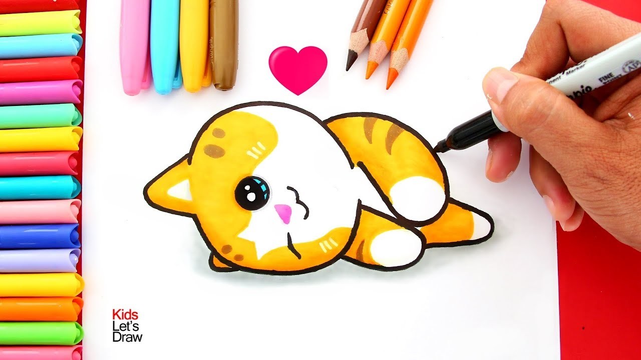Cómo dibujar un GATITO BEBÉ Kawaii Feliz | How to Draw a Cute Happy Baby Kitten