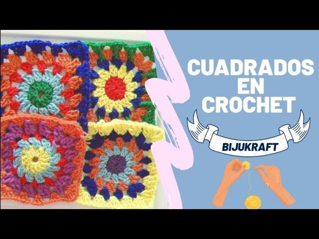 Cuadrados tejidos a Crochet⬛????| Granny Square⬛????