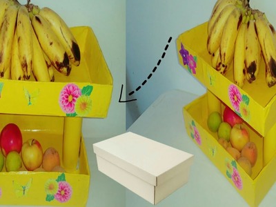 Excelente  idea con caja de cartón. DIY frutero