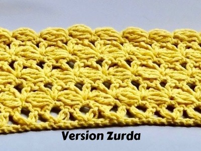 Punto Fantasia # 09 a crochet paso a paso (Version Zurda)
