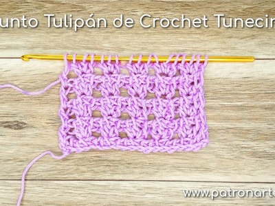 Punto Tunecino Calado Tulipán de Crochet Tunecino Paso a Paso con Aumentos y Disminuciones Incluido