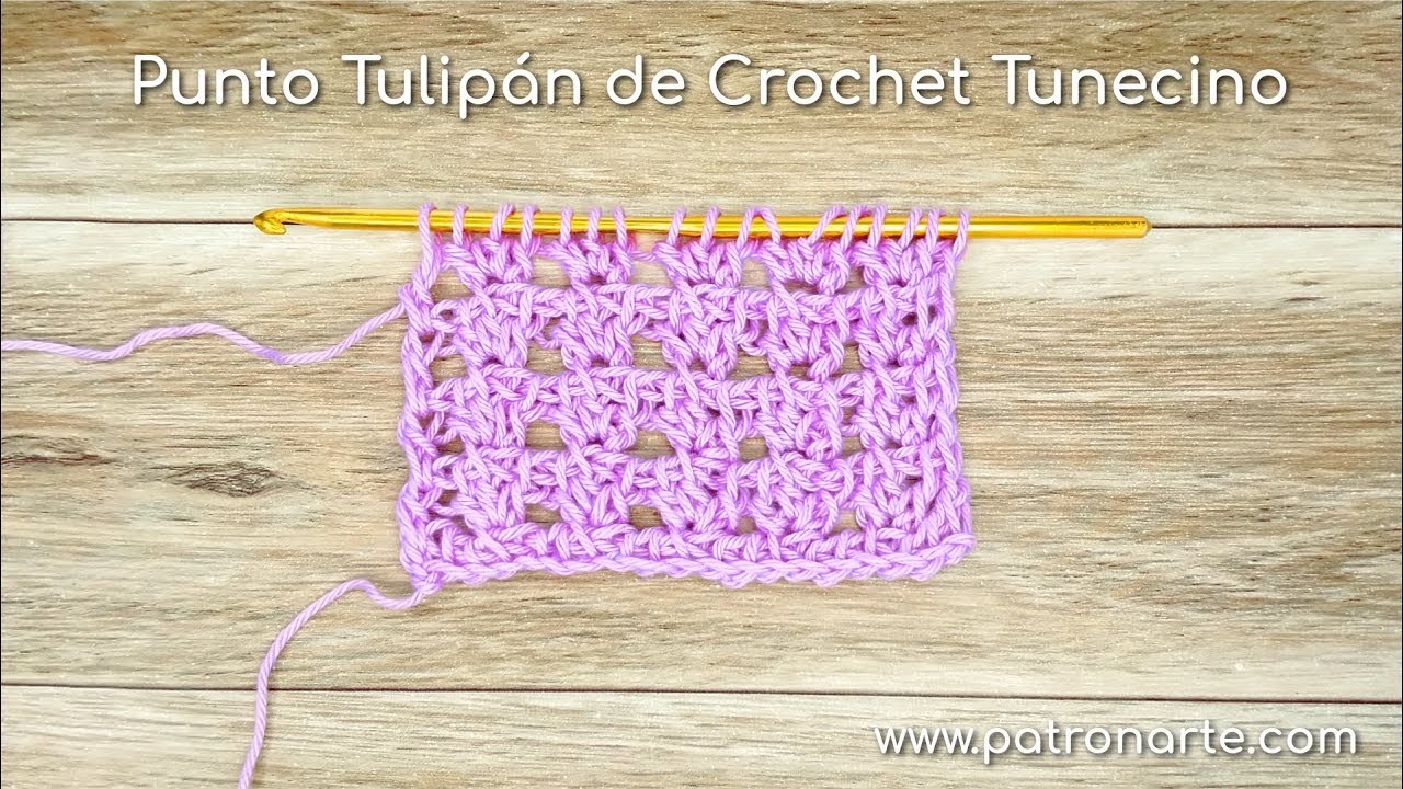 Punto Tunecino Calado Tulipán de Crochet Tunecino Paso a Paso con Aumentos y Disminuciones Incluido