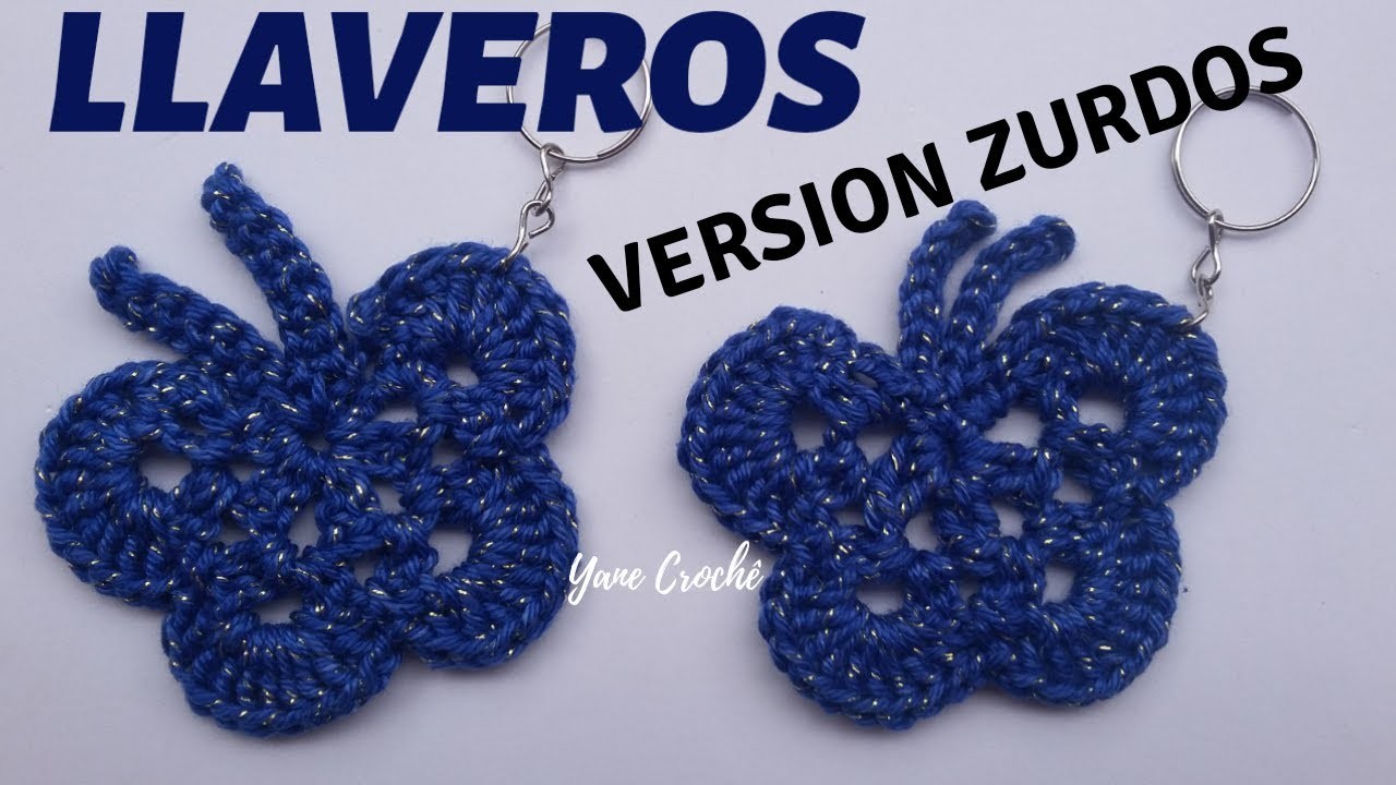 Versión Zurdos, Mariposas Llaveros a crochet  súper fáciles