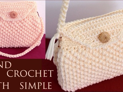 Bolso fácil a Crochet punto 3D copitos de algodón tejido tallermanualperu