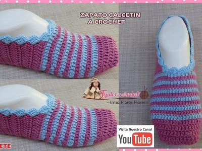 Como tejer calcetín para dama tejido a crochet en vídeo tutorial paso a paso