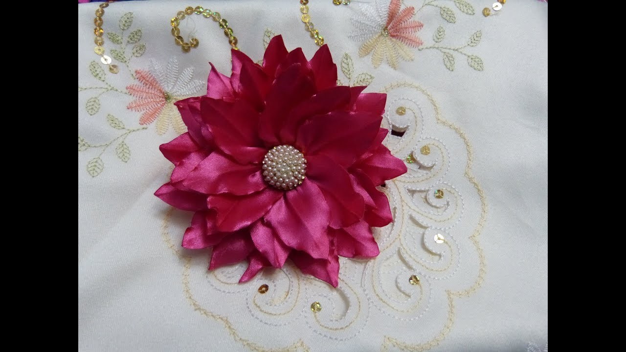 FLOR PELLIZCO DE CINTA RASO PARA DECORAR TIARAS????????????Manualidadeslahormig Flor tela  ▶️???? 945