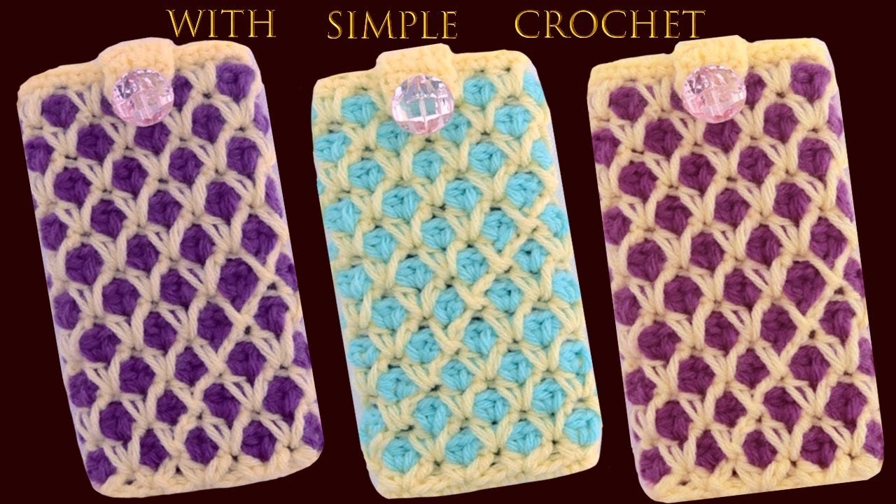 Fundas para celulares caseras fáciles punto mosaico Marroquí tejido a Crochet tallermanualperu