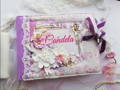 Libro de Comunión con tapas acolchadas al estilo Scrapbooking.