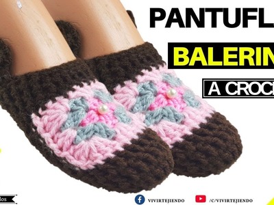 Tejiendo Pantuflas Balerinas con Granny a Crochet Ganchillos | Tejidos a Crochet