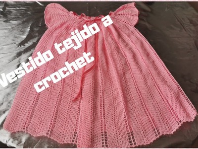 Vestido tejido a crochet para niña  modelo Cristal talla de 9 a 10 años. La Luna Del Crochet