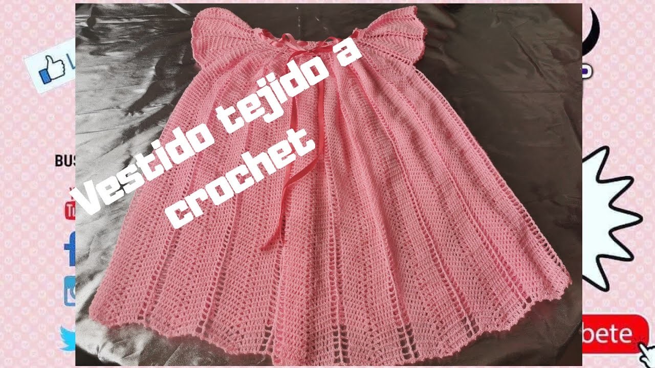 Vestido tejido a crochet para niña  modelo Cristal talla de 9 a 10 años. La Luna Del Crochet