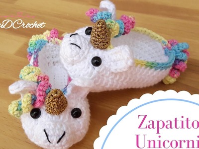 Zapatitos Unicornio a crochet talla 10 cm | Unicornio tejido a crochet para bebés