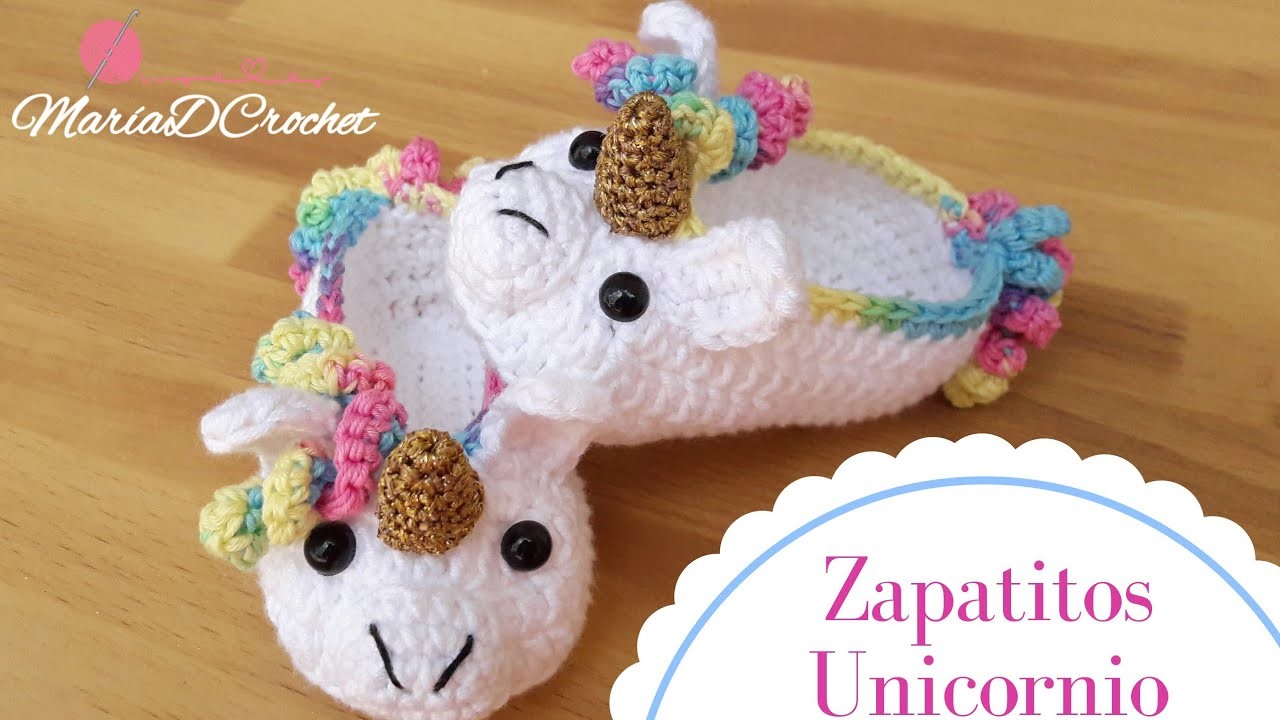 Zapatitos Unicornio a crochet talla 10 cm | Unicornio tejido a crochet para bebés