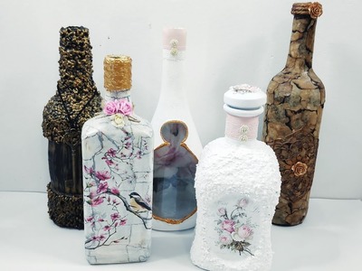 5 ideas para decorar botellas de cristal. 5 Ideas for decorating glass bottles (english subtitles)