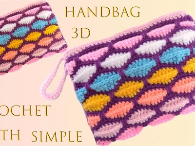 Bolso a Crochet Punto fácil en 3D Mosaico de Marshmallow tejido paso a paso tallermanualperu