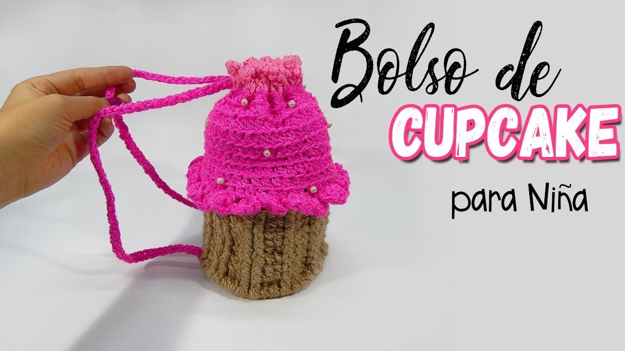 Bolso para niña de CupCake a crochet
