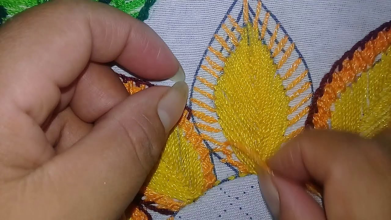 Bordado paso a paso de pétalos grandes de girasol.(sunflowers embroidery)