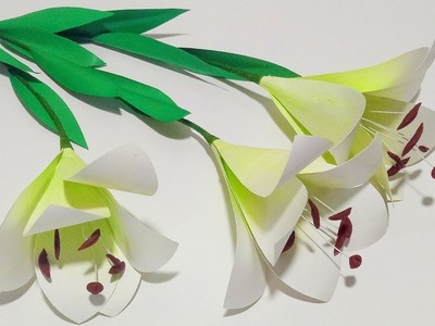 Como hacer flores de papel (Lilium Longiflorum) Super faciles y rapidas | DIY Manualidades #94