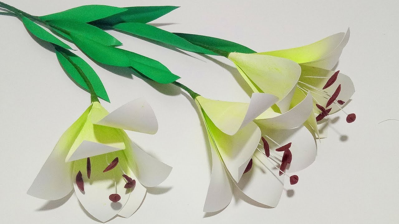 Como hacer flores de papel (Lilium Longiflorum) Super faciles y rapidas | DIY Manualidades #94