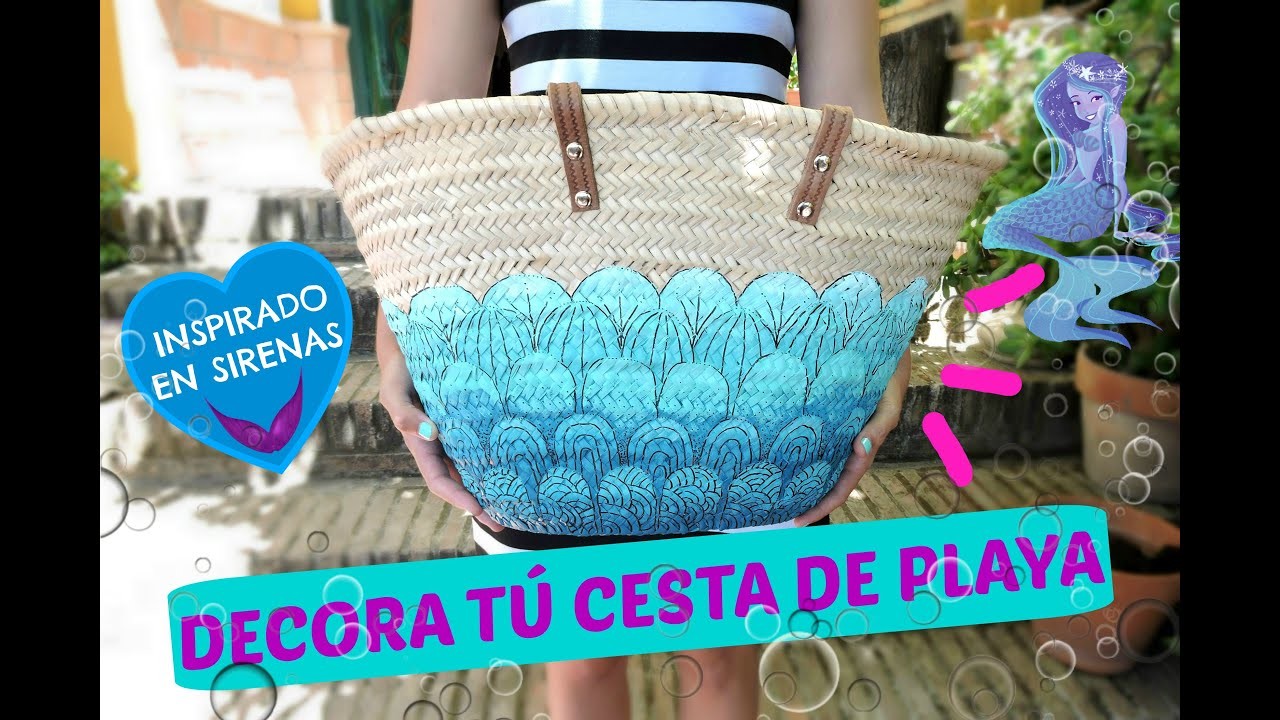 Decora cestas de playa o capazos estilo sirena - Decore a baskets mermaid style
