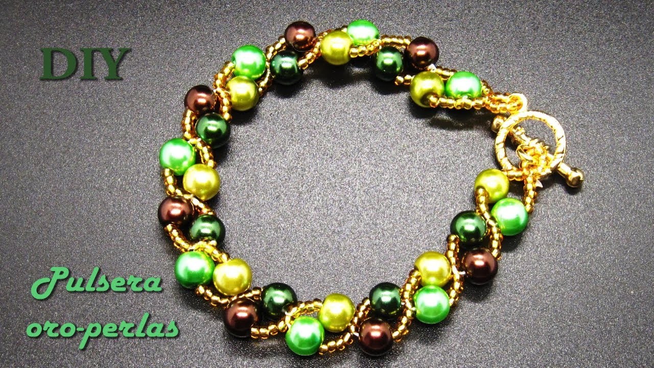 DIY - Pulsera de oro y perlas- Gold and pearl bracelet