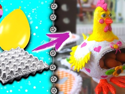 Gallina guarda o porta huevos con un globo y masa con cartón de huevo | Epdlm