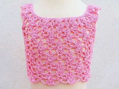 Top o blusa de flores de niña a crochet #crochet #ganchillo