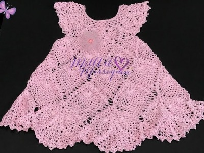 Vestido Crochet Rosa Piñas 1 a 2 años parte 1 de 2