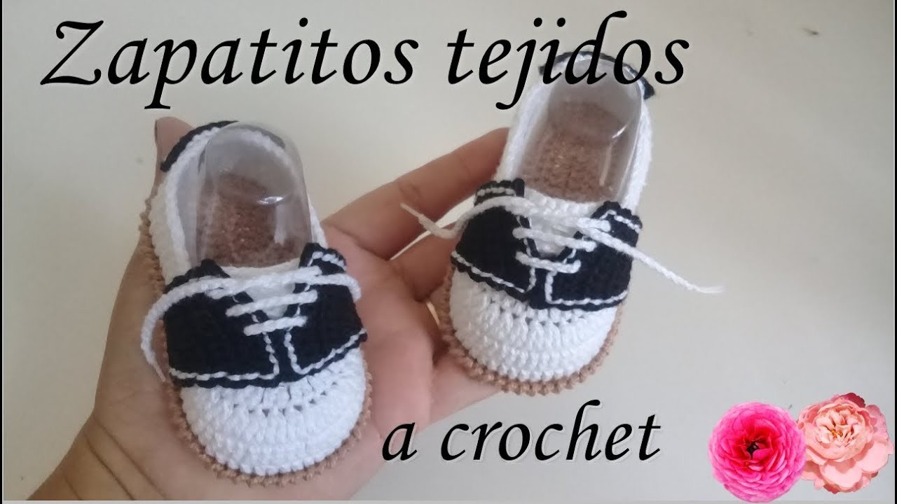 Zapatito tipo mocasin a crochet para bebé - modelo victor - 0 a 3 meses