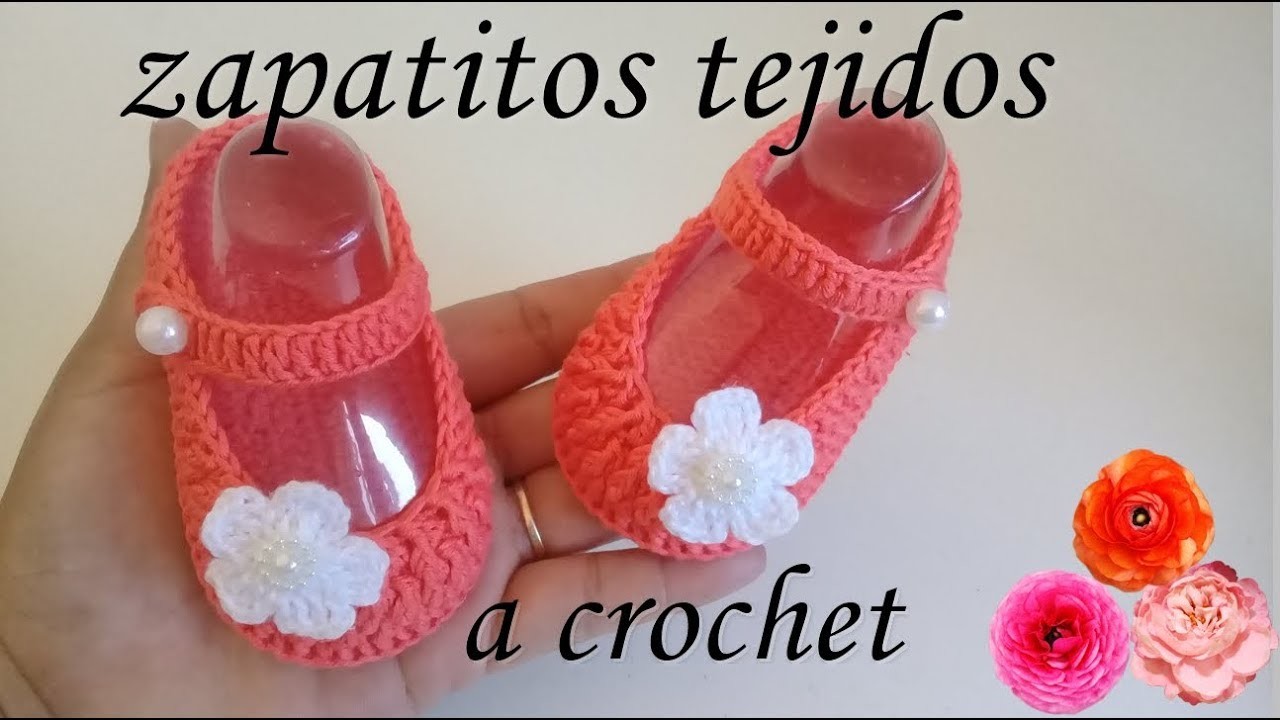Zapatitos a crochet para bebé - Modelo Laura rosa - tejido - ganchillo