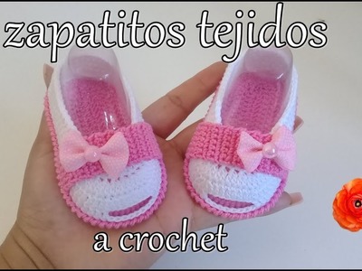 Zapatitos para bebe a crochet - modelo Alejandra - tejido - crochet