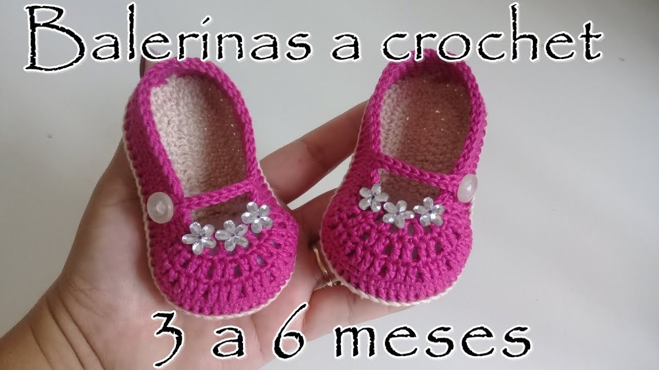 Balerinas a crochet para bebé - Modelo mariana - 3 a 6 meses