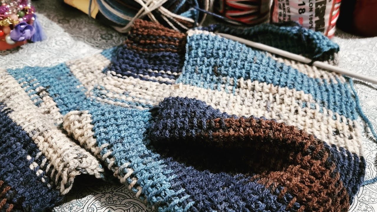 Bufanda Tejida a Crochet  Tunecino
