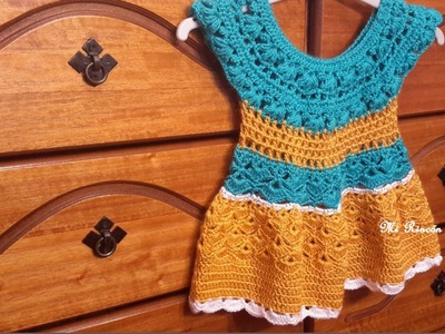 Como tejer un hermoso vestido para bebe a crochet (ganchillo) tutorial paso a paso. Parte 2 de 2