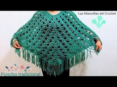 (ENGLISH SUBTITLES) #LasMaravillasdelCrochet Poncho a Crochet Tradicional