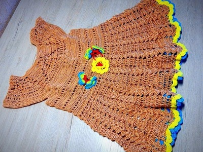 How to crochet a dress for a girl Crochet girl dress very easy   vestido de crochet