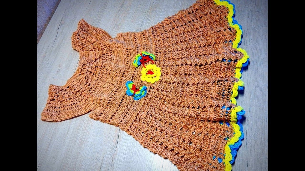 How to crochet a dress for a girl Crochet girl dress very easy   vestido de crochet