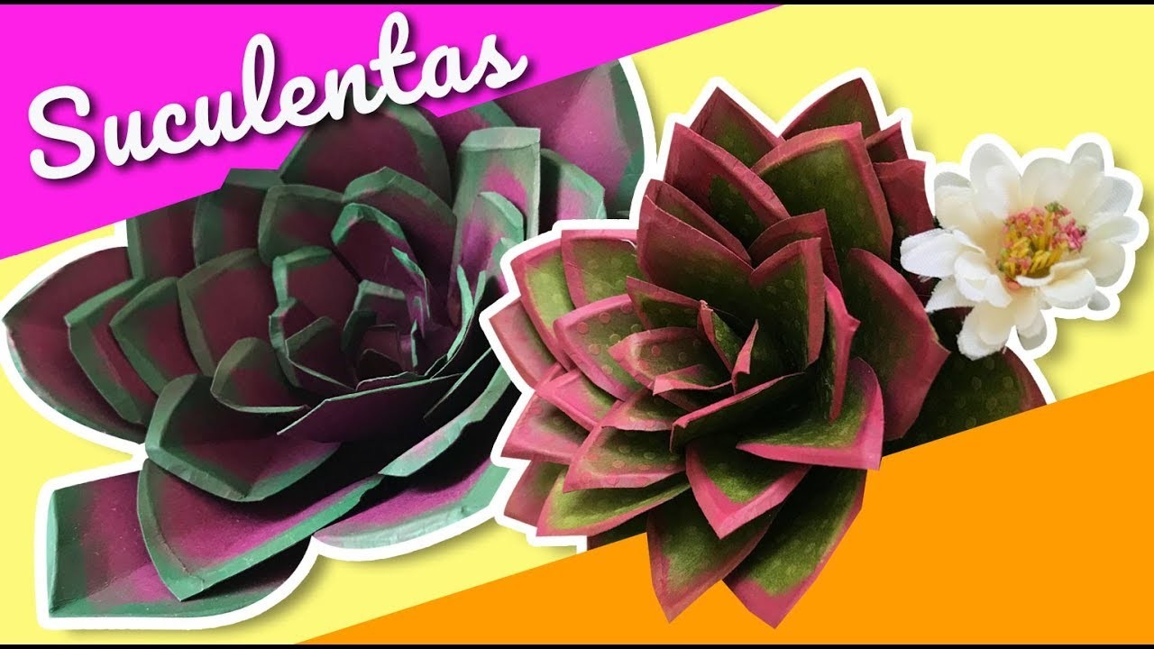 Suculentas de Papel ????Como hacer Cactus ✂️Craft DIY ChuladasCreativas