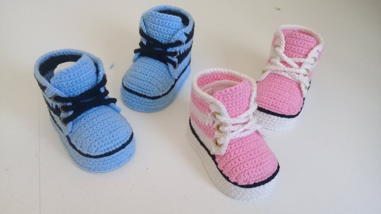 Zapatitos a crochet para bebe - Modelo Axel -0 a 3 meses