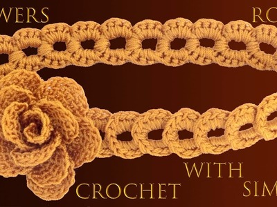 Como hacer flores rosas de oro 3D a Crochet para diadema de argollas trenzadas tejido tallermanualpe