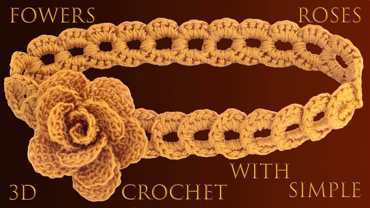 Como hacer flores rosas de oro 3D a Crochet para diadema de argollas trenzadas tejido tallermanualpe