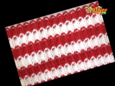 Cómo Tejer Puntada en Colores. 2 Colour Knitting Pattern. 2 agujas o palillos (667)