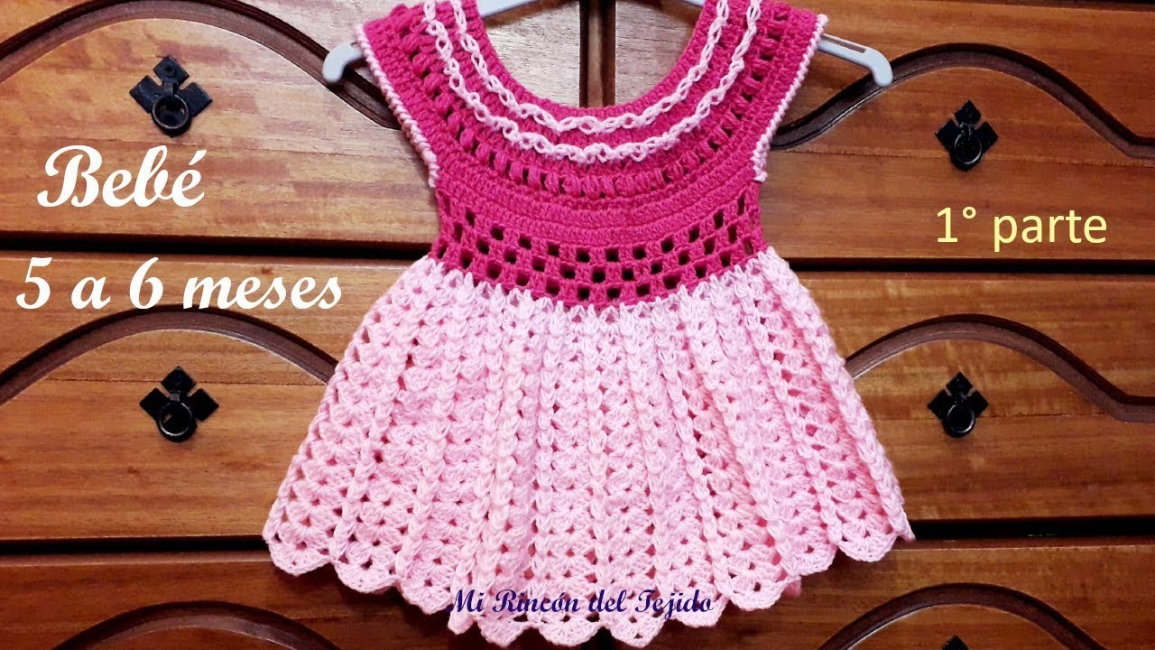 Como tejer un vestido bebe 6 meses a crochet (ganchillo) tutorial paso a paso. Parte 1 de 2