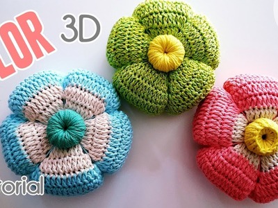 Como tejer una flor 3D a crochet - ganchillo con grannys. Paso a paso. Parte 1