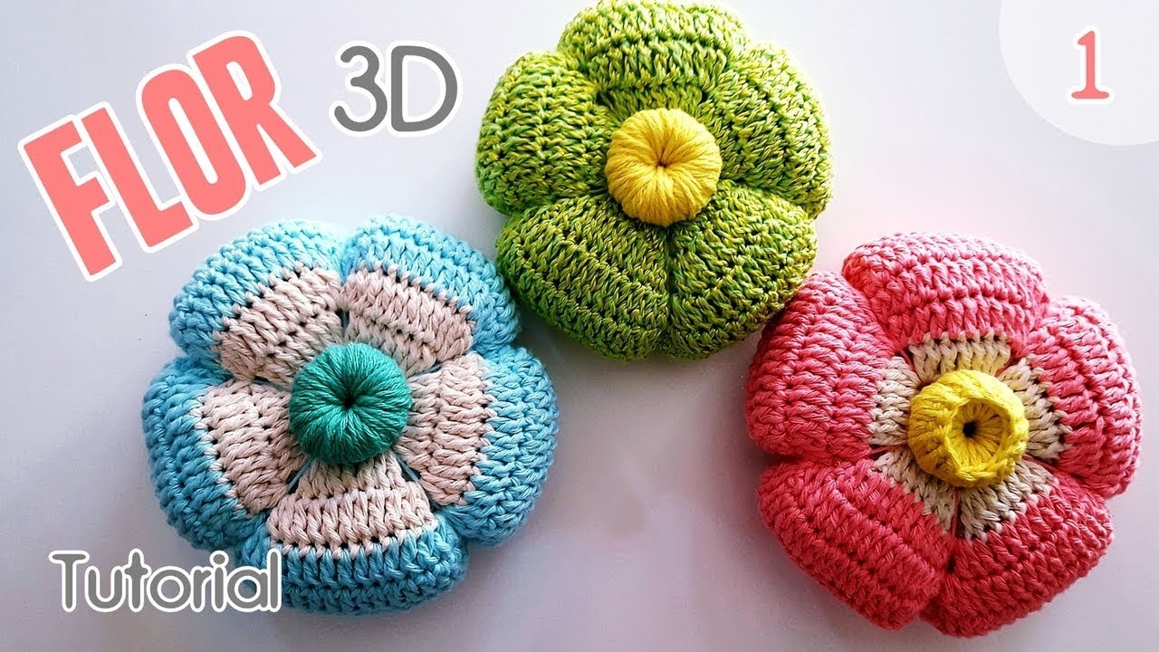Como tejer una flor 3D a crochet - ganchillo con grannys. Paso a paso. Parte 1