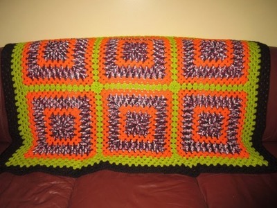 Crochet colcha de cuadrados o granny para el sofa