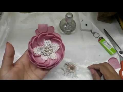 FLOWERS RIBBONS DIY, Flores de cinta gros paso a paso, Handmade #003