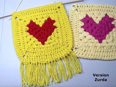 Granny con Corazon a crochet paso a paso Version Zurda