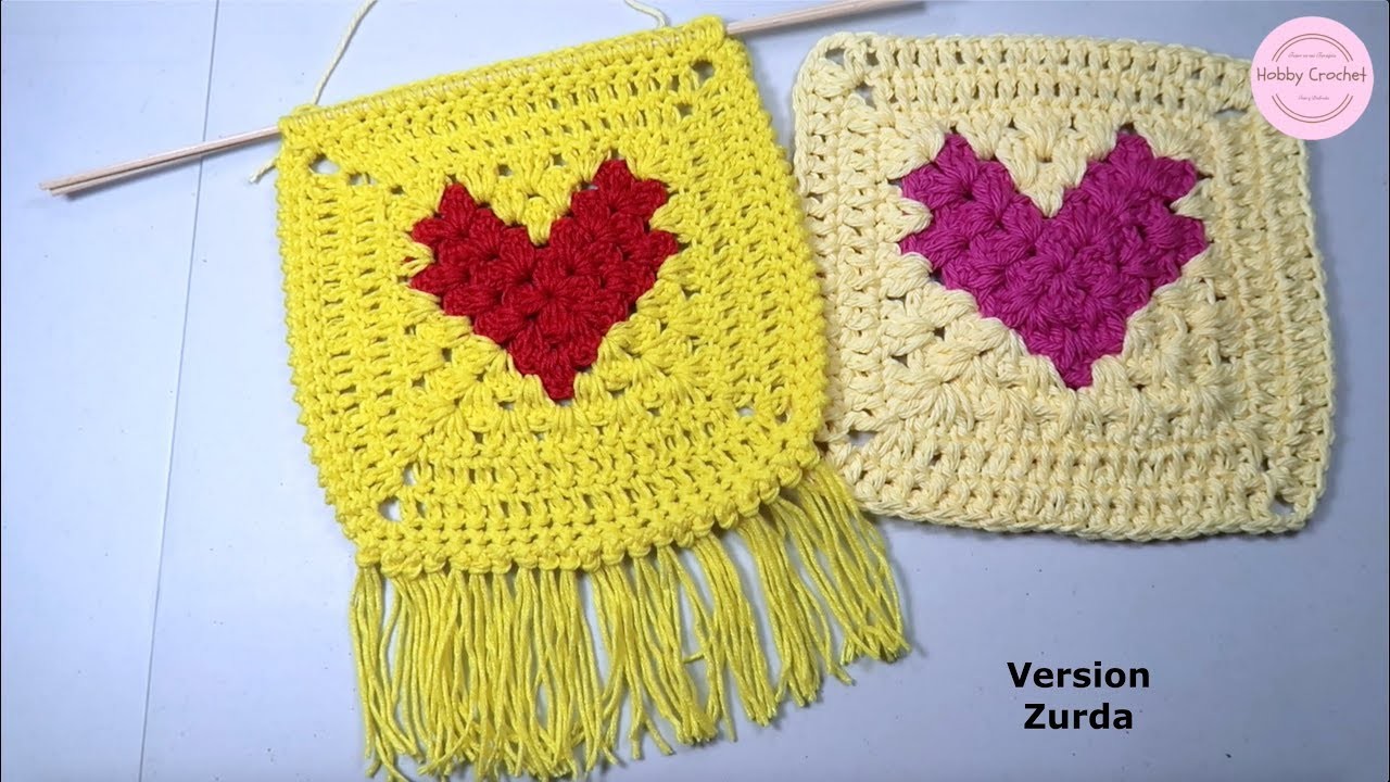 Granny con Corazon a crochet paso a paso Version Zurda