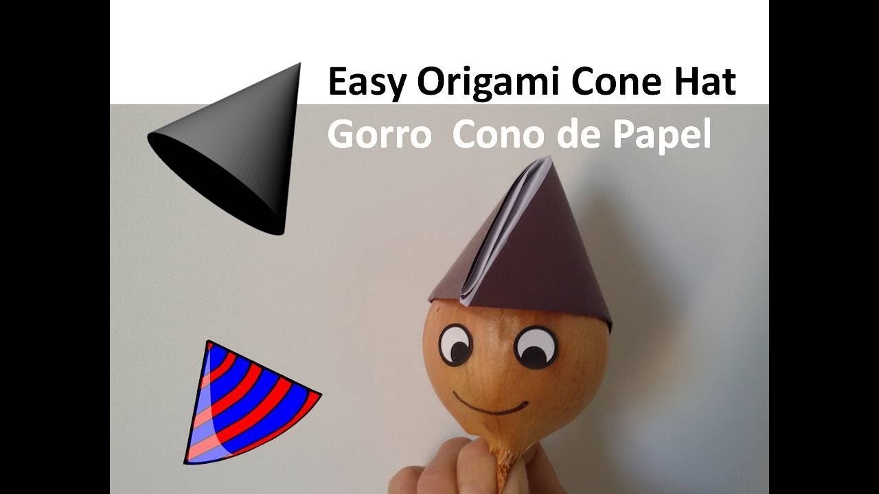 Origami Cone Party Hat, DIY Kids Crafts - Gorro Cono de Papel para Fiestas, Manualidades Niños